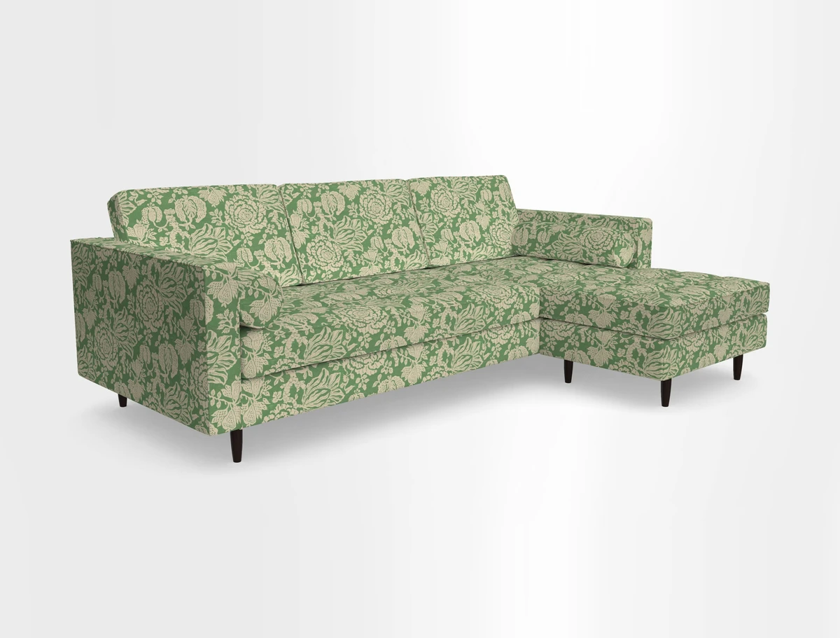 Marylebone LHF Corner Unit in Clever Tough And Eco Velvet Chrome