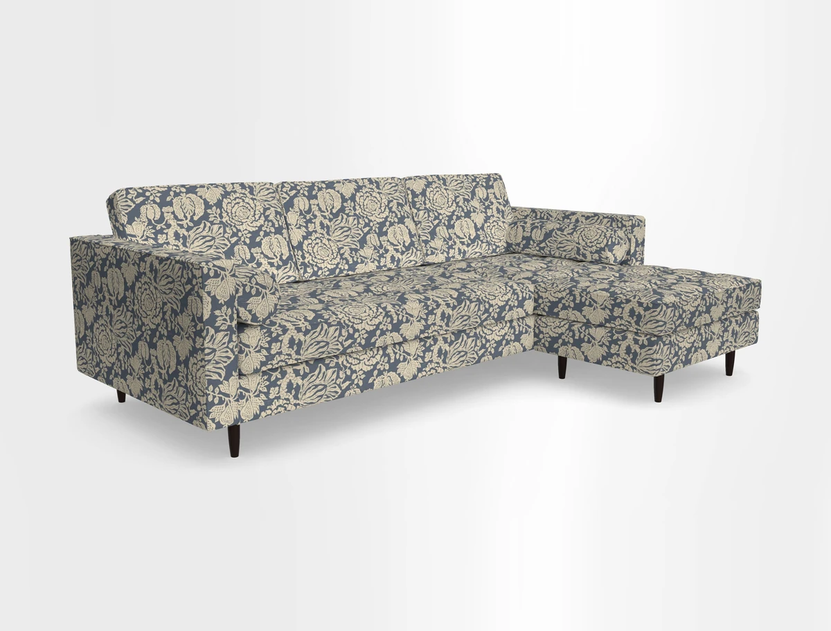 Marylebone LHF Corner Unit in Clever Tough And Eco Velvet Chrome
