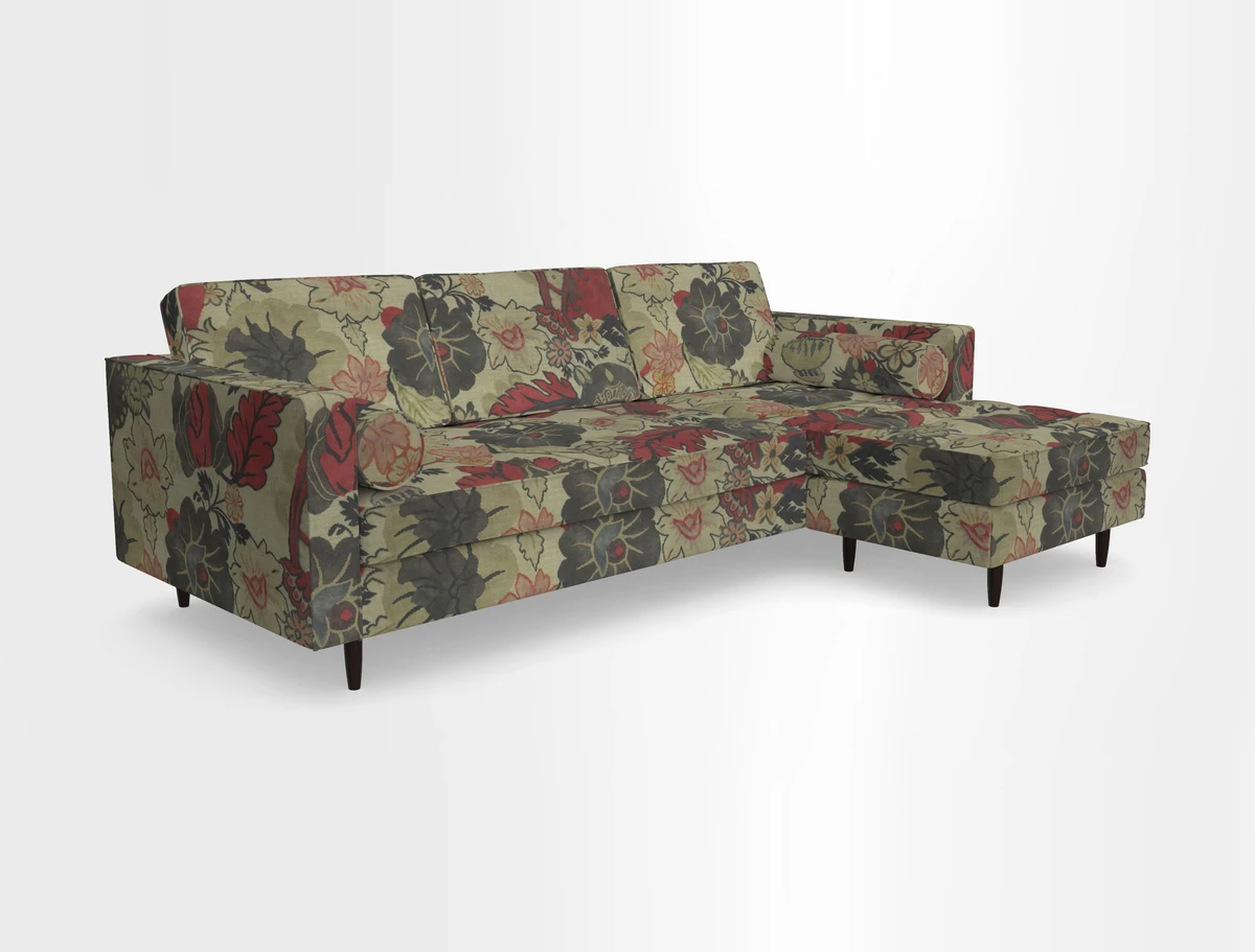 Marylebone LHF Corner Unit in Clever Tough And Eco Velvet Chrome