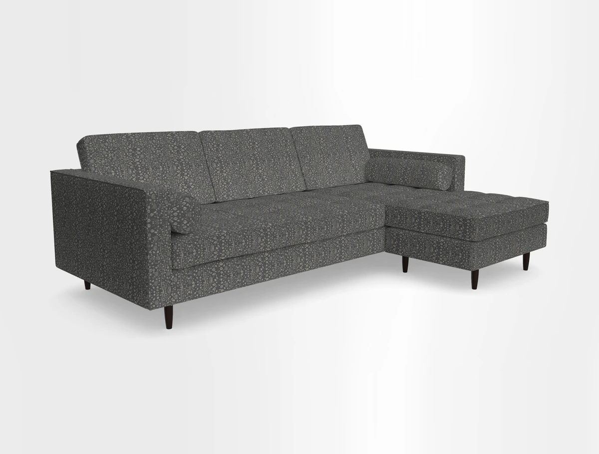 Marylebone LHF Corner Unit in Clever Tough And Eco Velvet Chrome