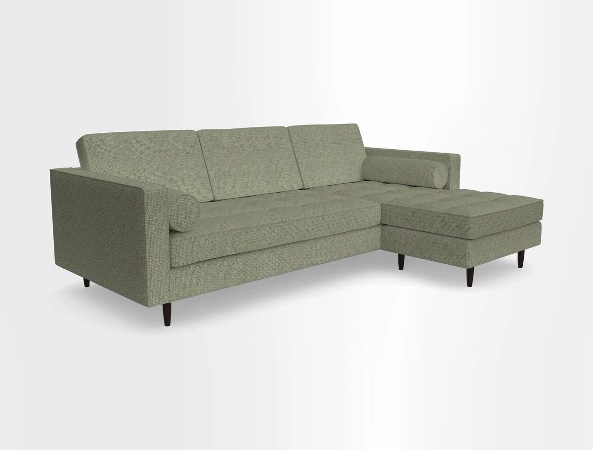 Marylebone LHF Corner Unit in Clever Tough And Eco Velvet Chrome