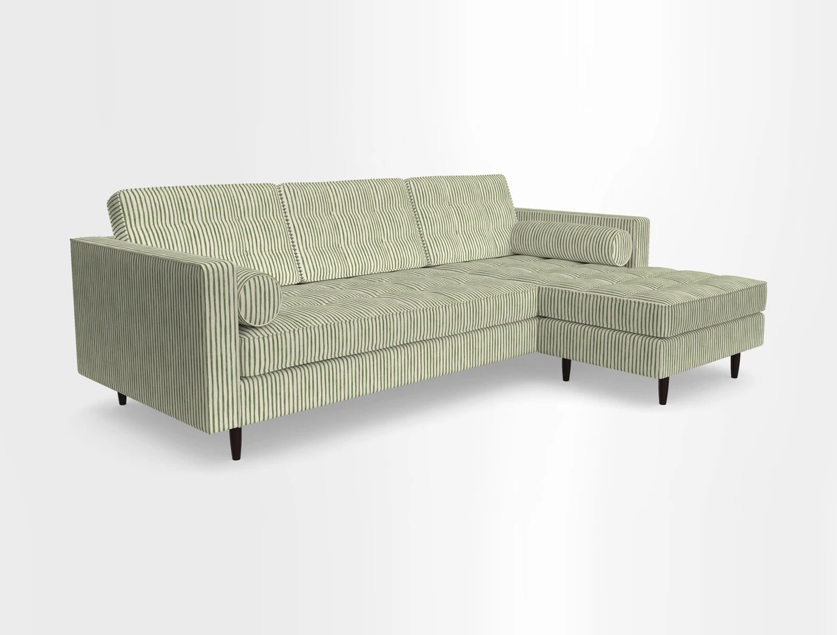 Marylebone LHF Corner Unit in Clever Tough And Eco Velvet Chrome