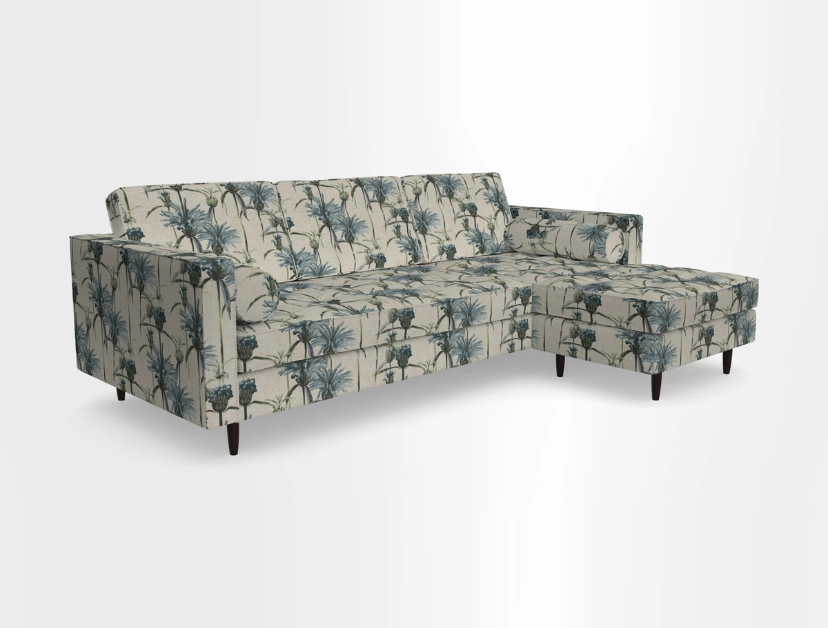 Marylebone LHF Corner Unit in Clever Tough And Eco Velvet Chrome