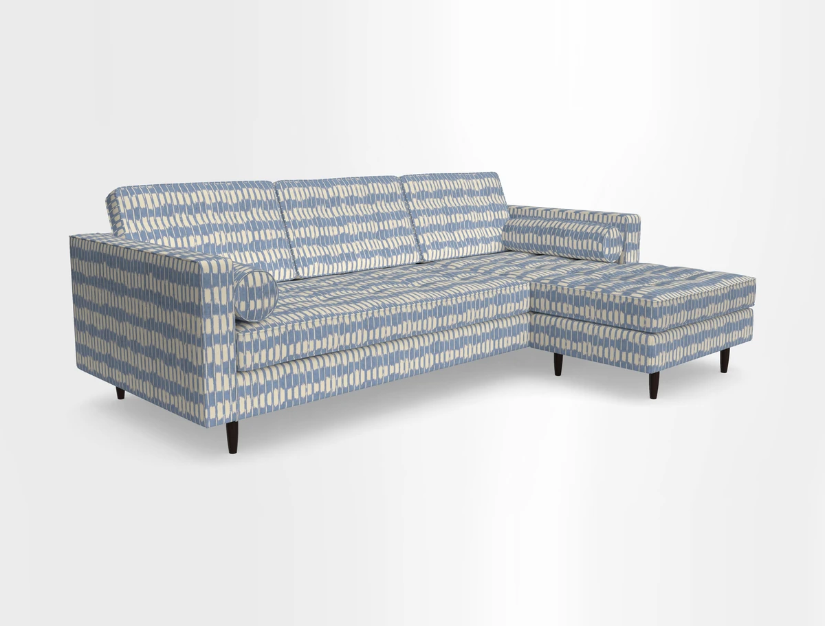 Marylebone LHF Corner Unit in Clever Tough And Eco Velvet Chrome