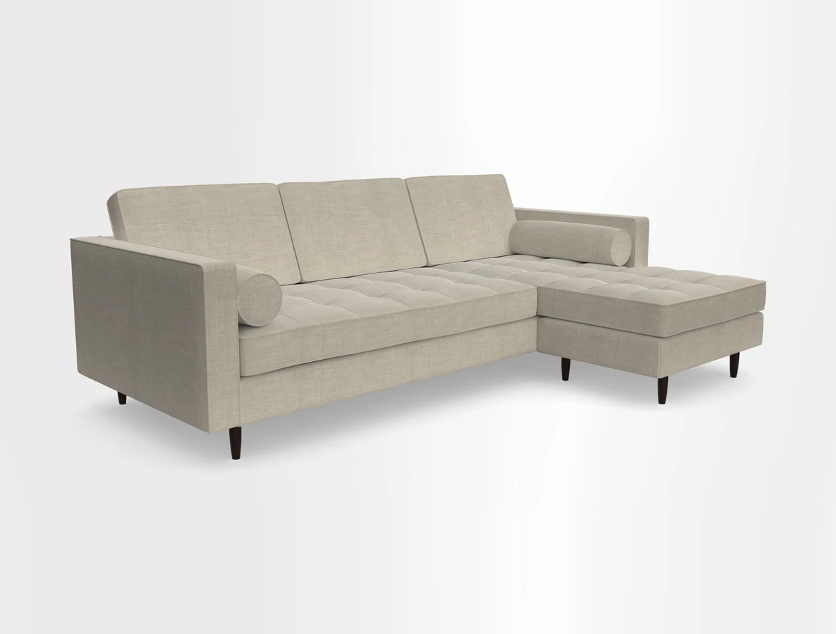 Marylebone LHF Corner Unit in Clever Tough And Eco Velvet Chrome