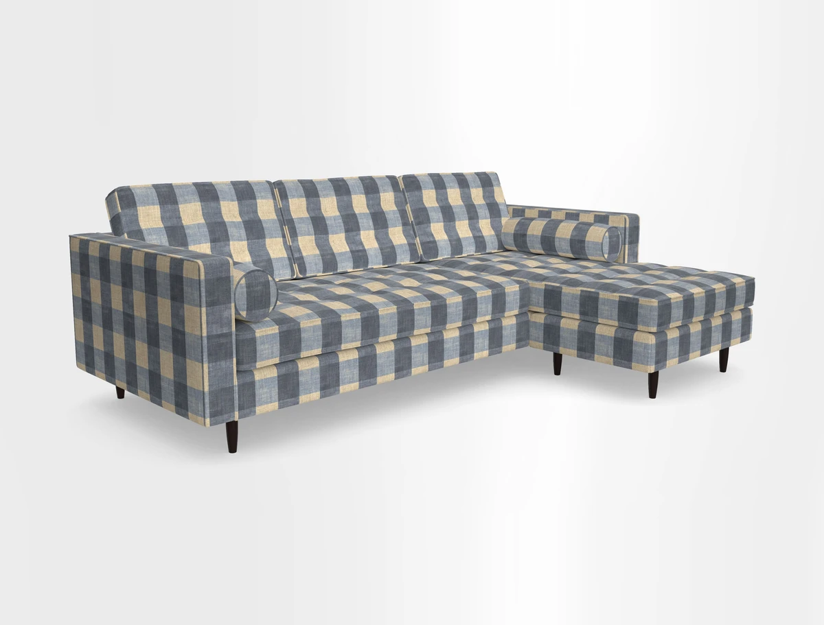 Marylebone LHF Corner Unit in Clever Tough And Eco Velvet Chrome