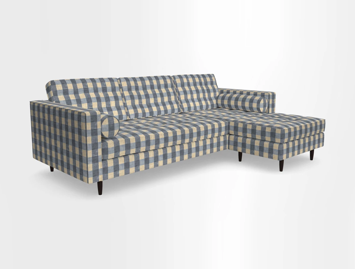 Marylebone LHF Corner Unit in Clever Tough And Eco Velvet Chrome