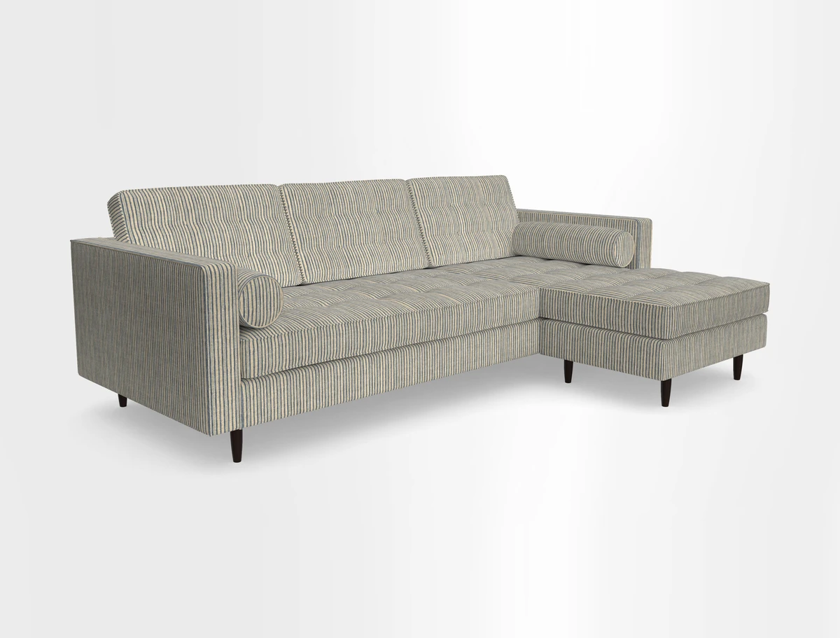 Marylebone LHF Corner Unit in Clever Tough And Eco Velvet Chrome