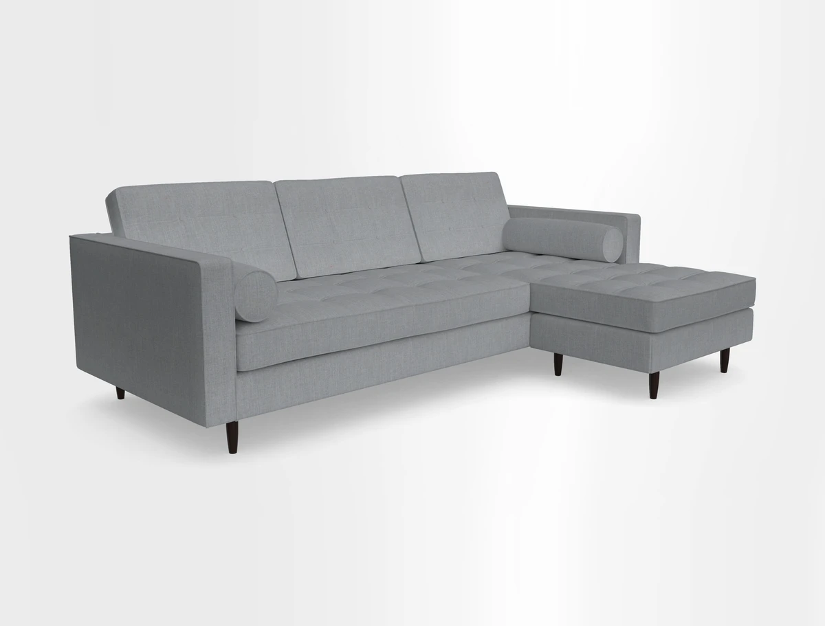 Marylebone LHF Corner Unit in Clever Tough And Eco Velvet Chrome