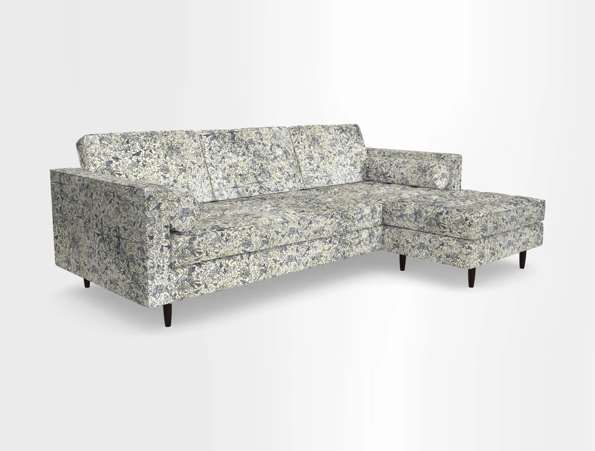 Marylebone LHF Corner Unit in Clever Tough And Eco Velvet Chrome