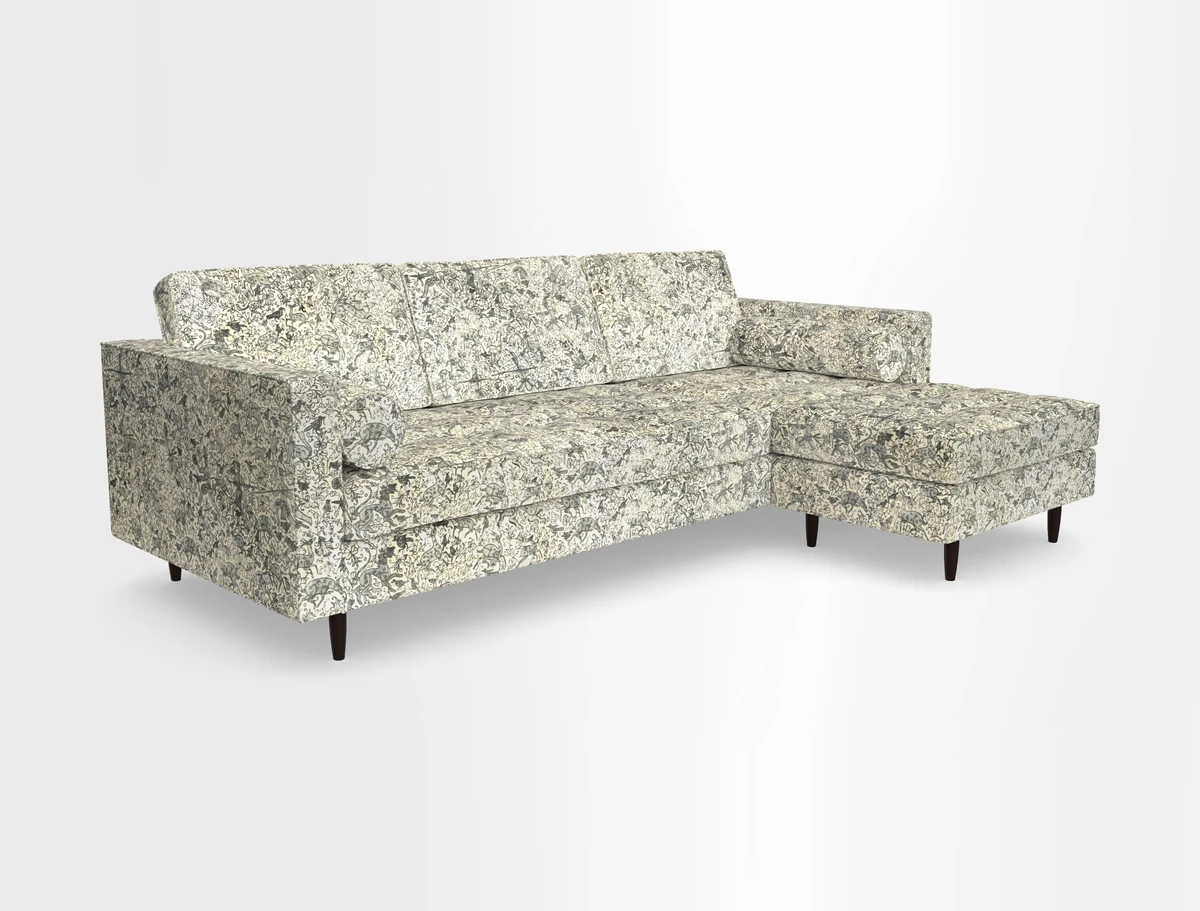 Marylebone LHF Corner Unit in Clever Tough And Eco Velvet Chrome