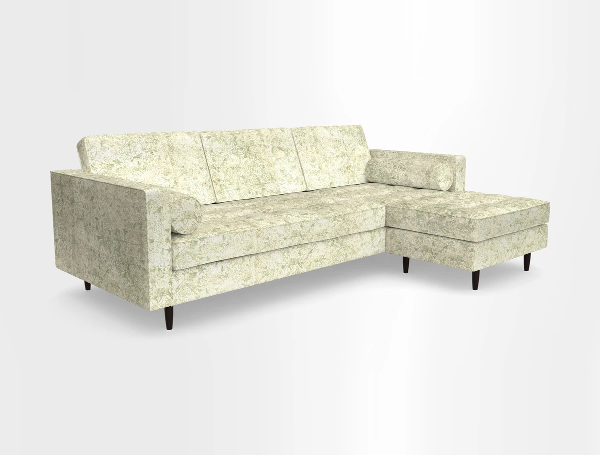 Marylebone LHF Corner Unit in Clever Tough And Eco Velvet Chrome