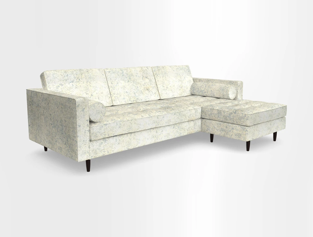 Marylebone LHF Corner Unit in Clever Tough And Eco Velvet Chrome