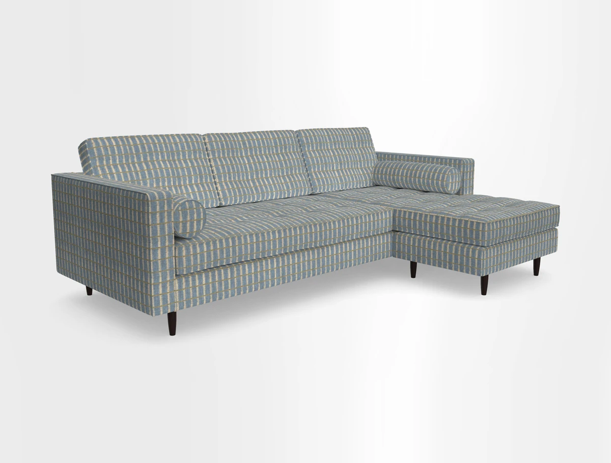Marylebone LHF Corner Unit in Clever Tough And Eco Velvet Chrome