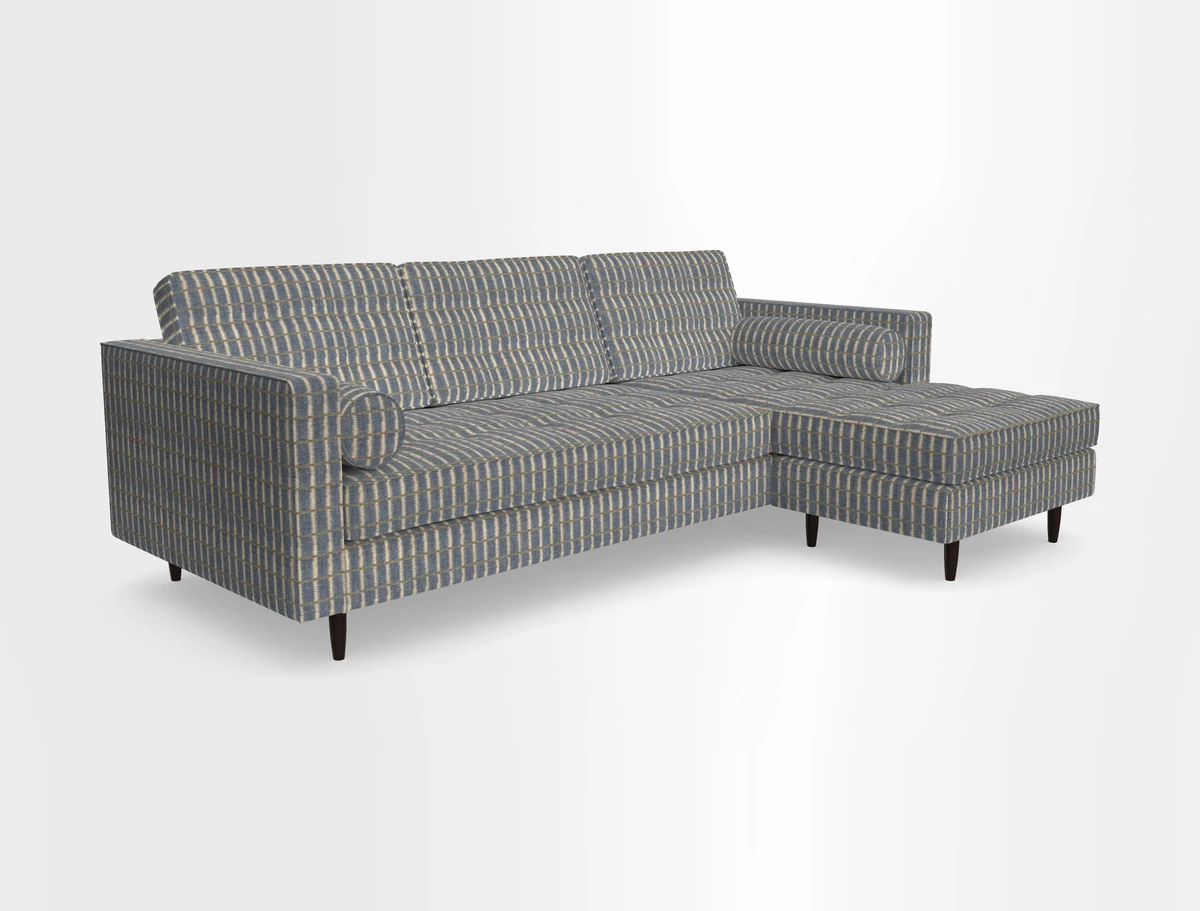 Marylebone LHF Corner Unit in Clever Tough And Eco Velvet Chrome