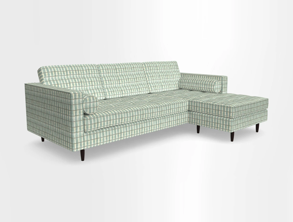 Marylebone LHF Corner Unit in Clever Tough And Eco Velvet Chrome