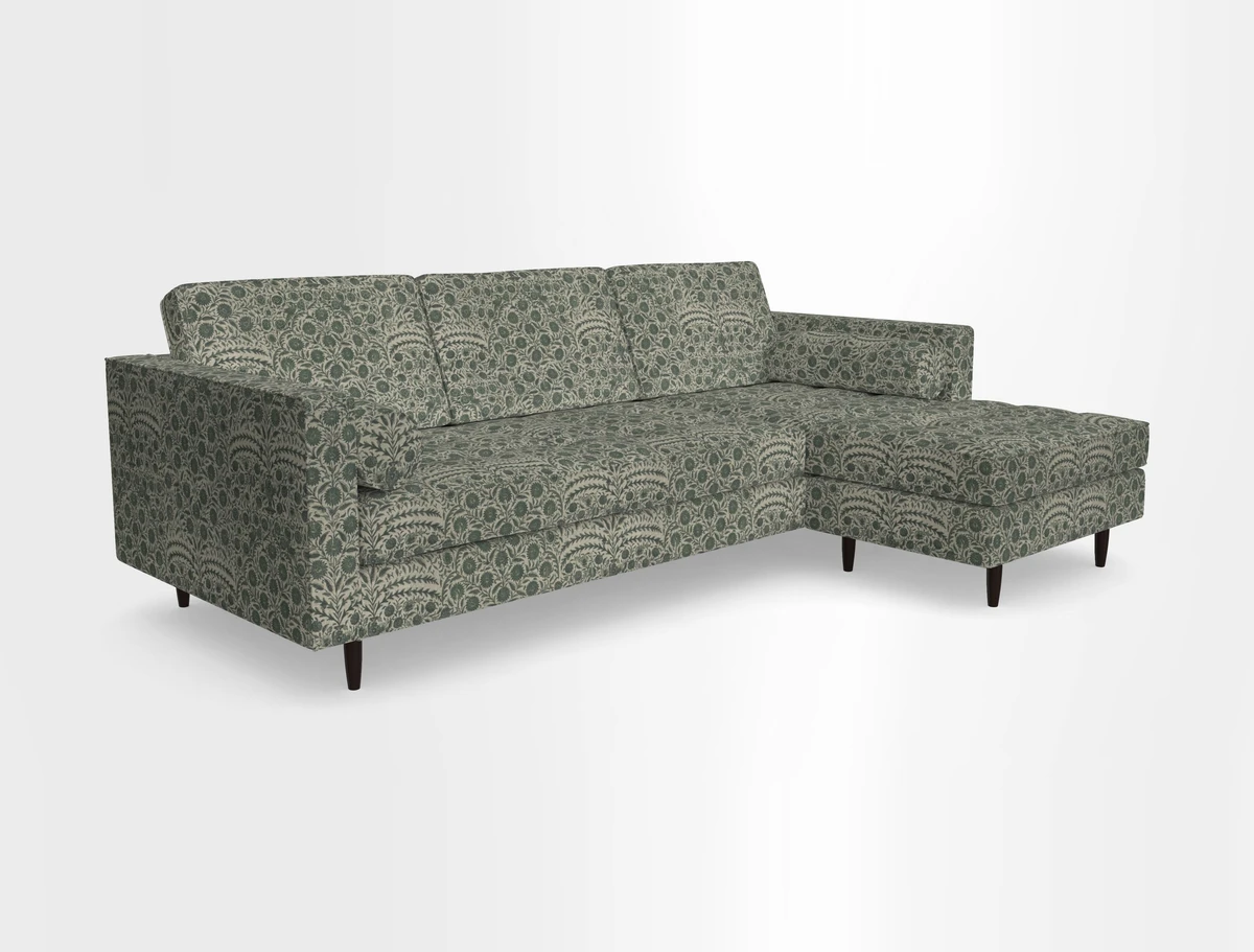 Marylebone LHF Corner Unit in Clever Tough And Eco Velvet Chrome