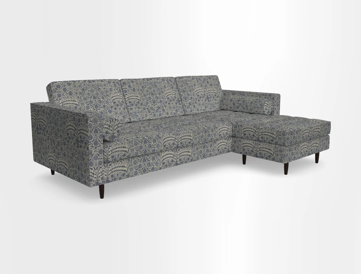 Marylebone LHF Corner Unit in Clever Tough And Eco Velvet Chrome