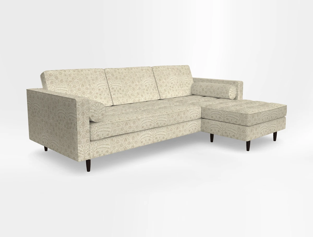 Marylebone LHF Corner Unit in Clever Tough And Eco Velvet Chrome