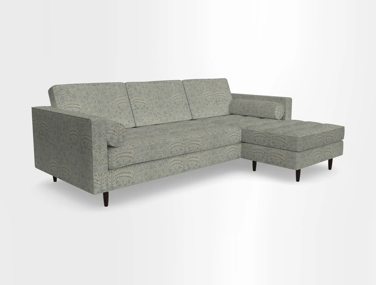 Marylebone LHF Corner Unit in Clever Tough And Eco Velvet Chrome