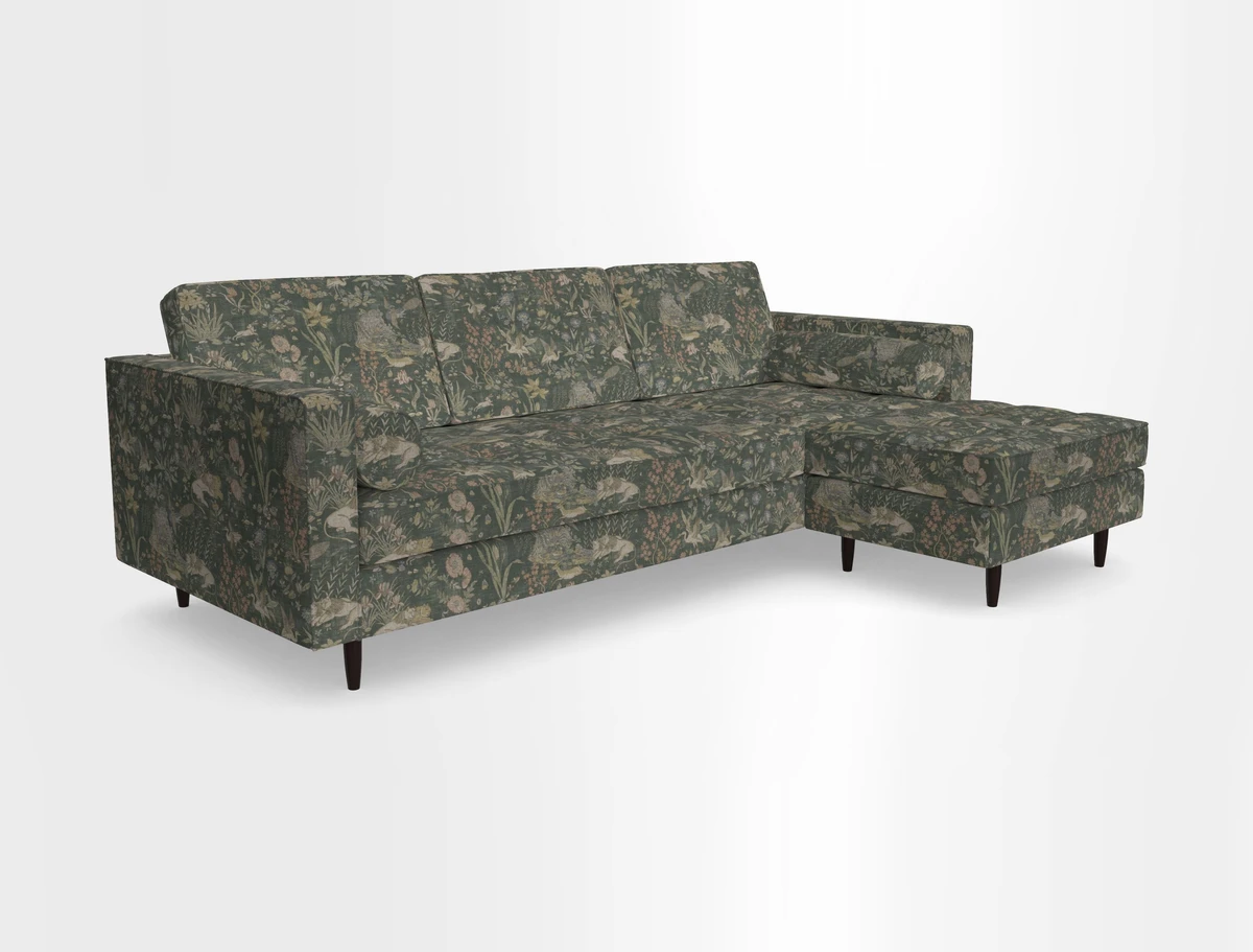 Marylebone LHF Corner Unit in Clever Tough And Eco Velvet Chrome