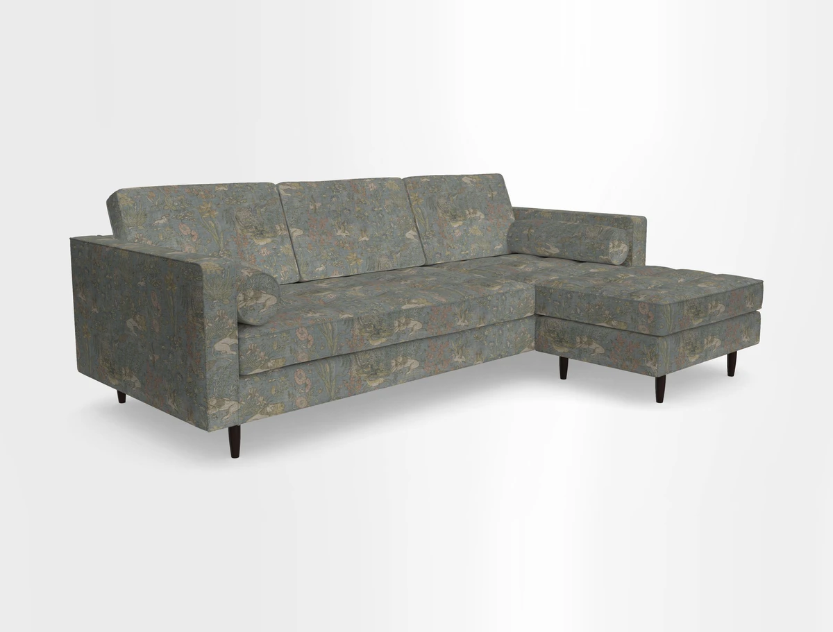 Marylebone LHF Corner Unit in Clever Tough And Eco Velvet Chrome