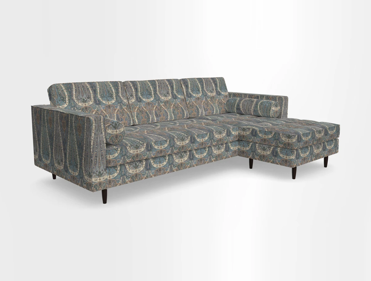 Marylebone LHF Corner Unit in Clever Tough And Eco Velvet Chrome