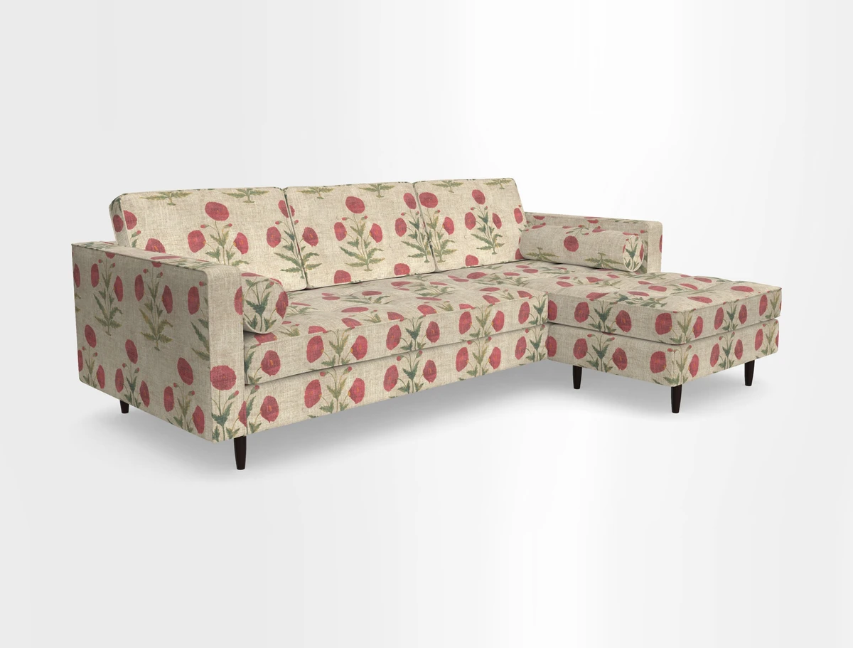 Marylebone LHF Corner Unit in Clever Tough And Eco Velvet Chrome