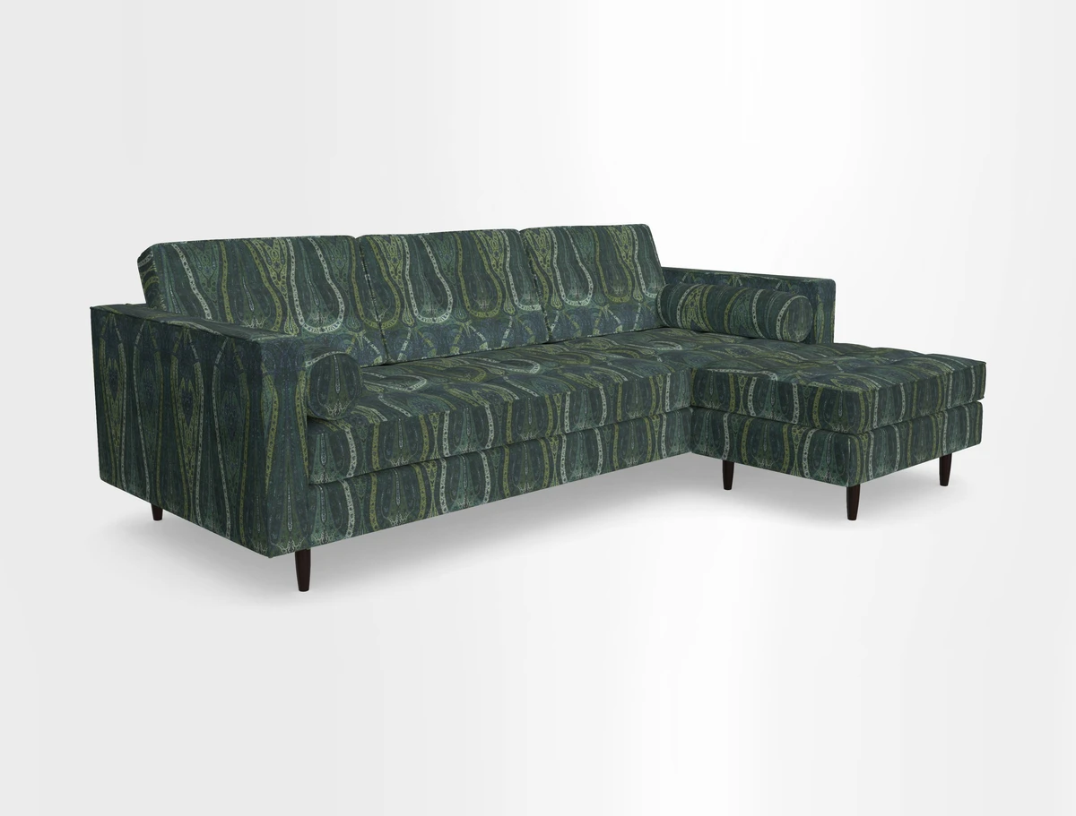 Marylebone LHF Corner Unit in Clever Tough And Eco Velvet Chrome