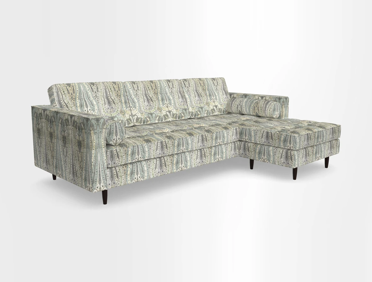 Marylebone LHF Corner Unit in Clever Tough And Eco Velvet Chrome