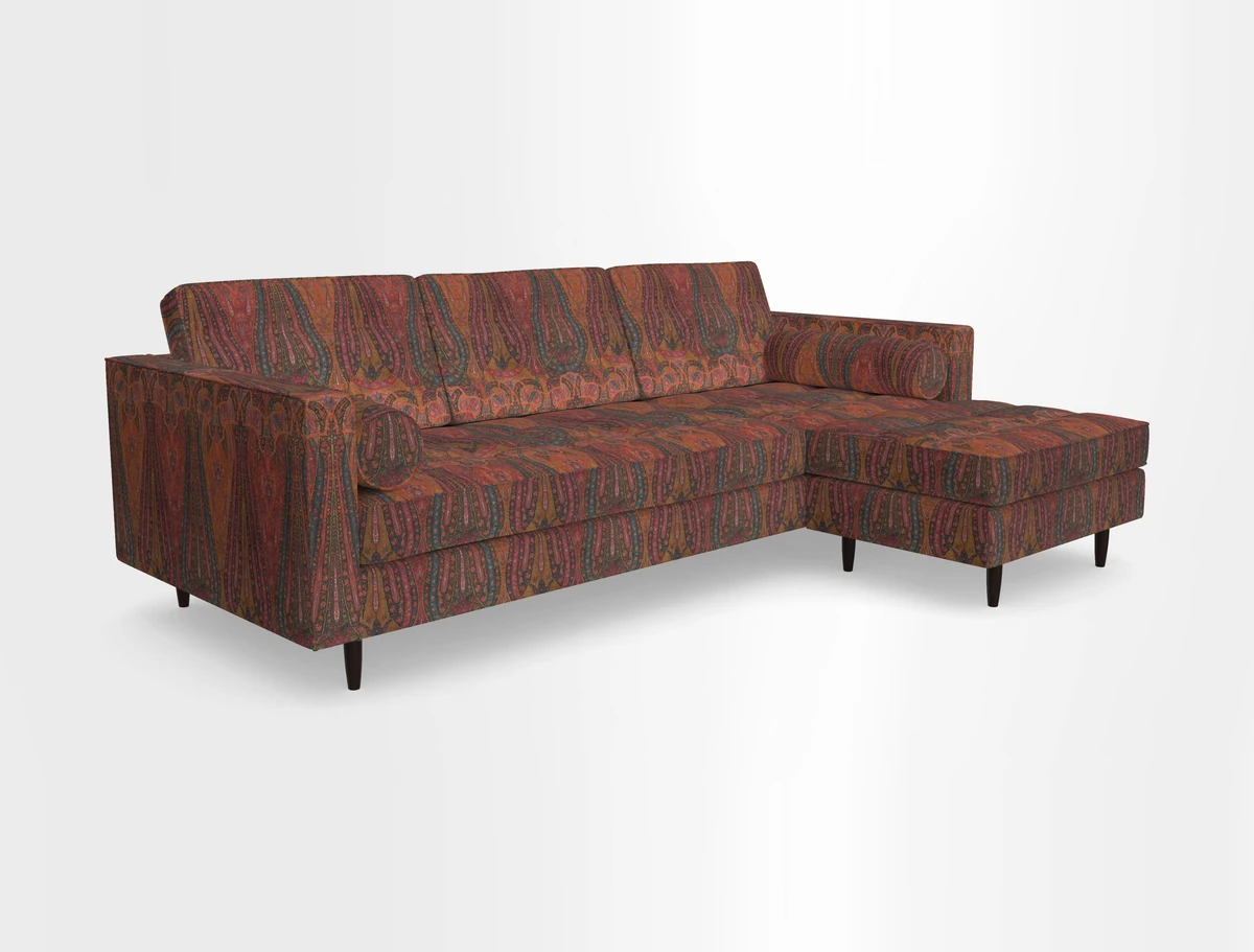 Marylebone LHF Corner Unit in Clever Tough And Eco Velvet Chrome