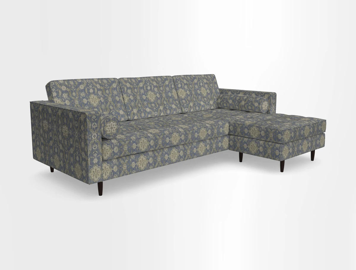 Marylebone LHF Corner Unit in Clever Tough And Eco Velvet Chrome