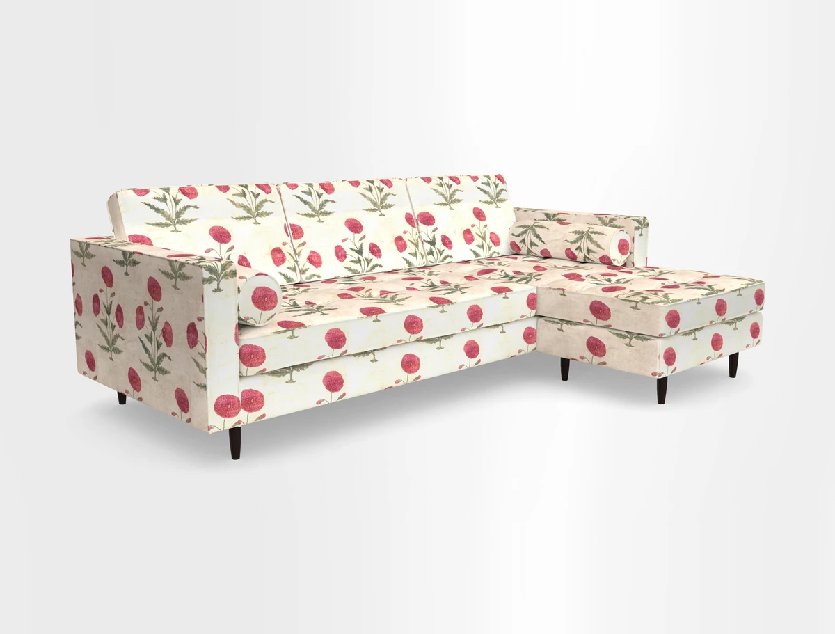 Marylebone LHF Corner Unit in Clever Tough And Eco Velvet Chrome