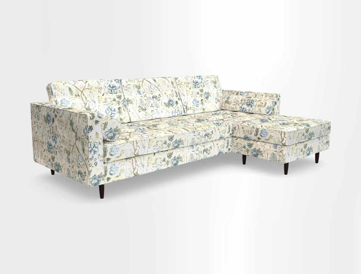Marylebone LHF Corner Unit in Clever Tough And Eco Velvet Chrome