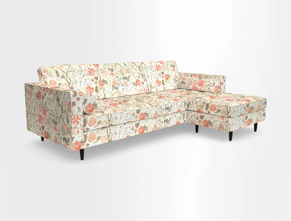 Marylebone LHF Corner Unit in Clever Tough And Eco Velvet Chrome
