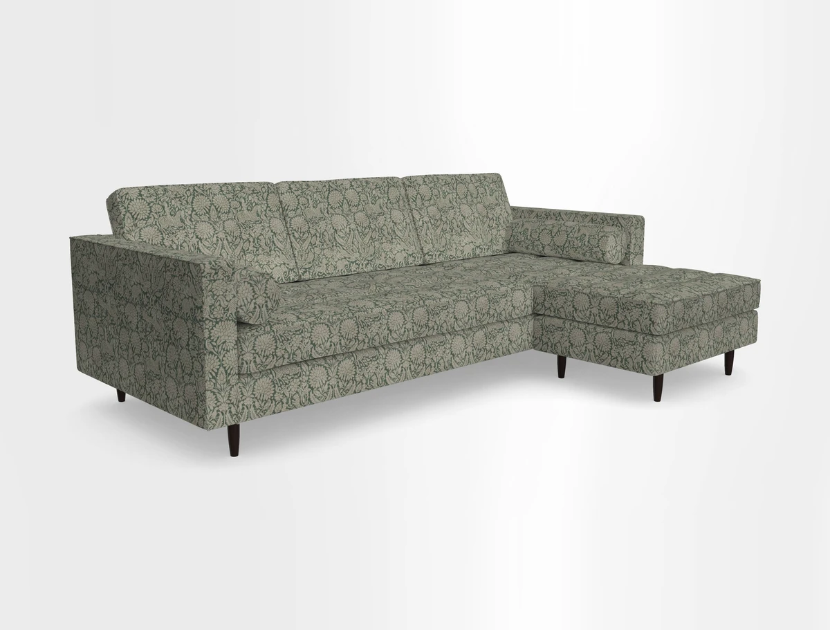 Marylebone LHF Corner Unit in Clever Tough And Eco Velvet Chrome