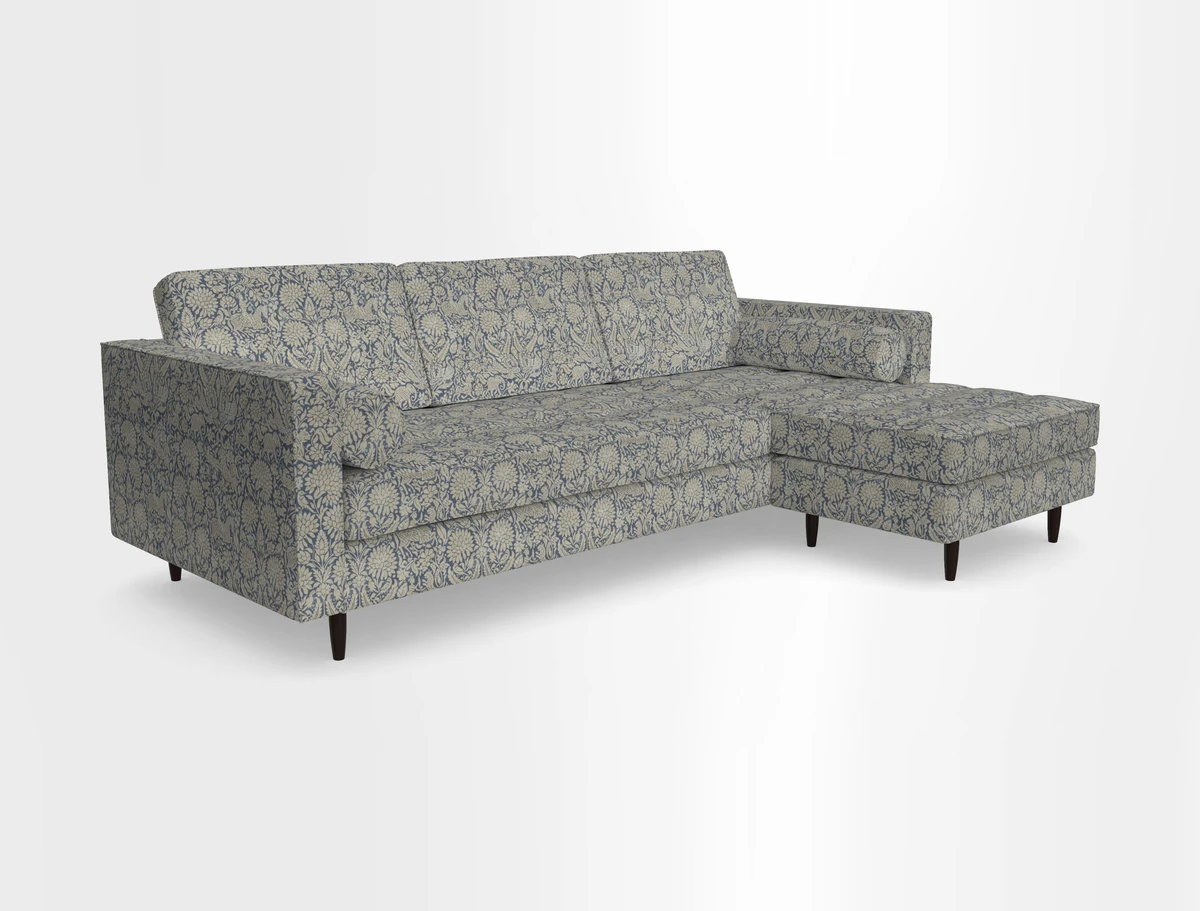 Marylebone LHF Corner Unit in Clever Tough And Eco Velvet Chrome