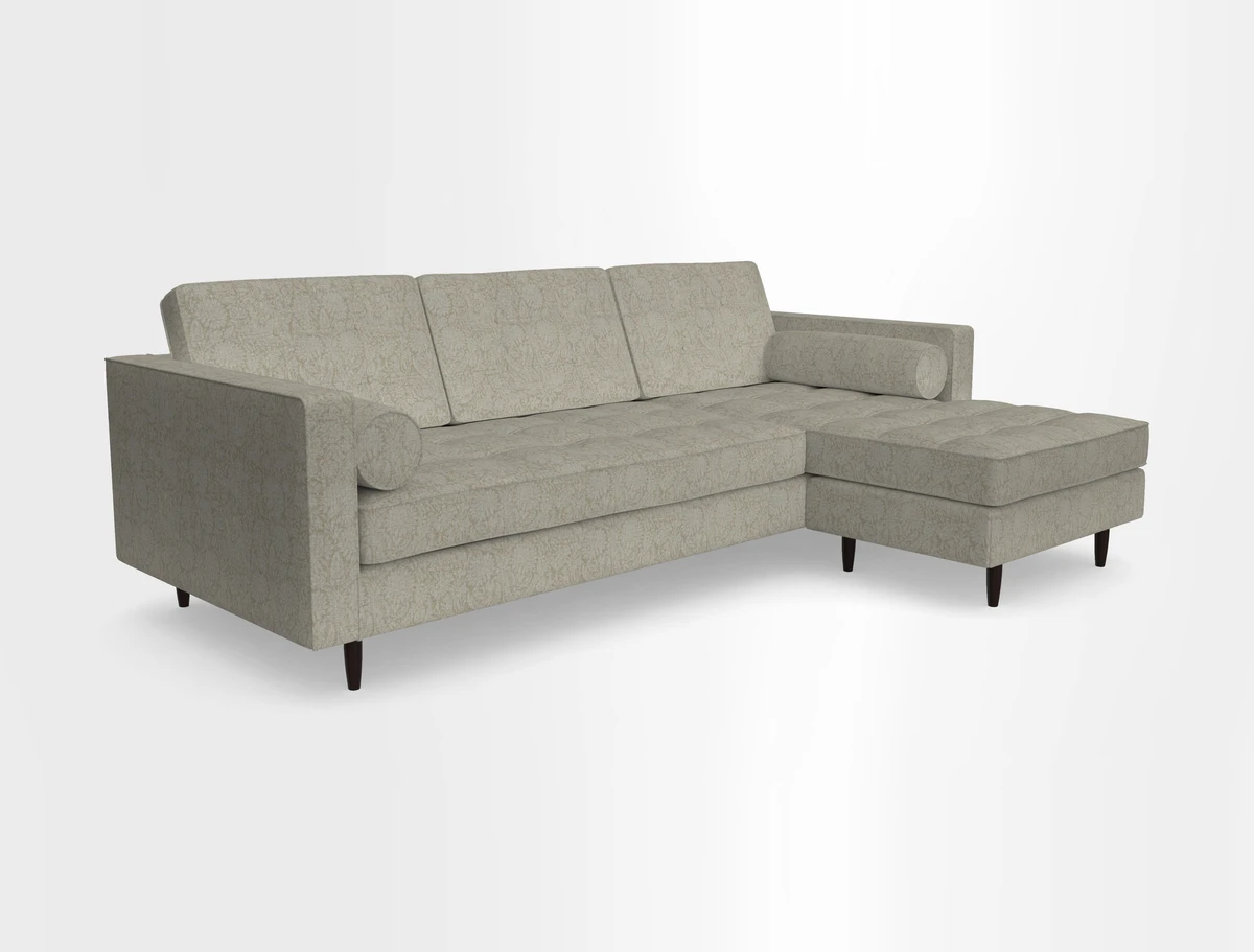 Marylebone LHF Corner Unit in Clever Tough And Eco Velvet Chrome