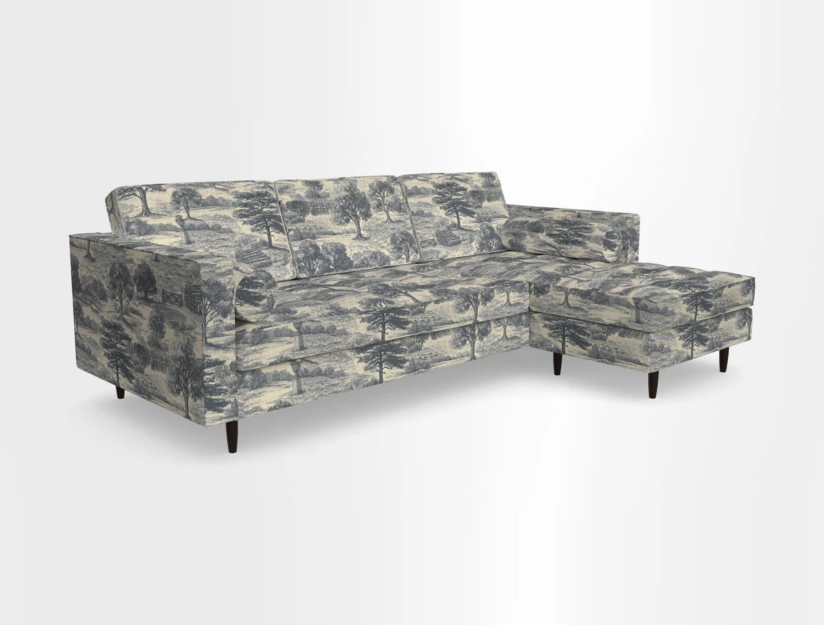Marylebone LHF Corner Unit in Clever Tough And Eco Velvet Chrome