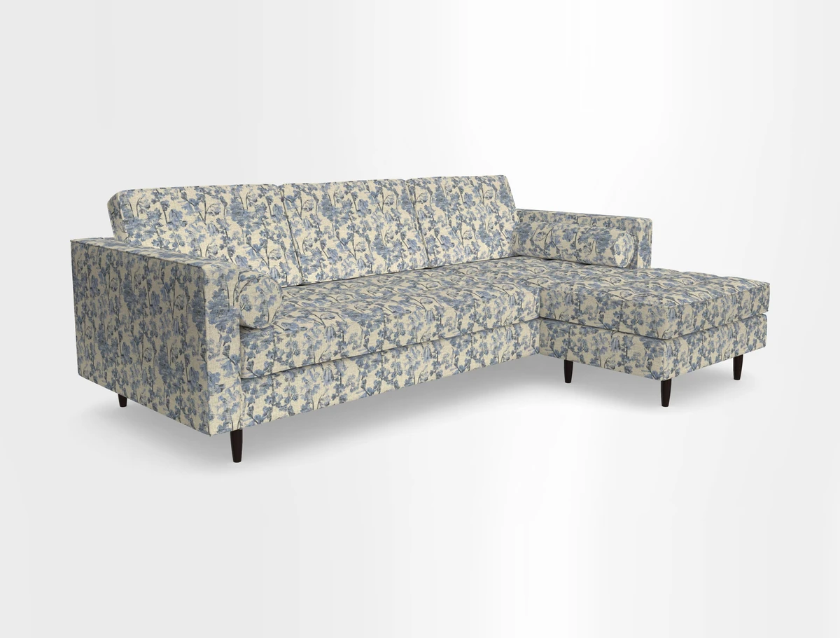 Marylebone LHF Corner Unit in Clever Tough And Eco Velvet Chrome