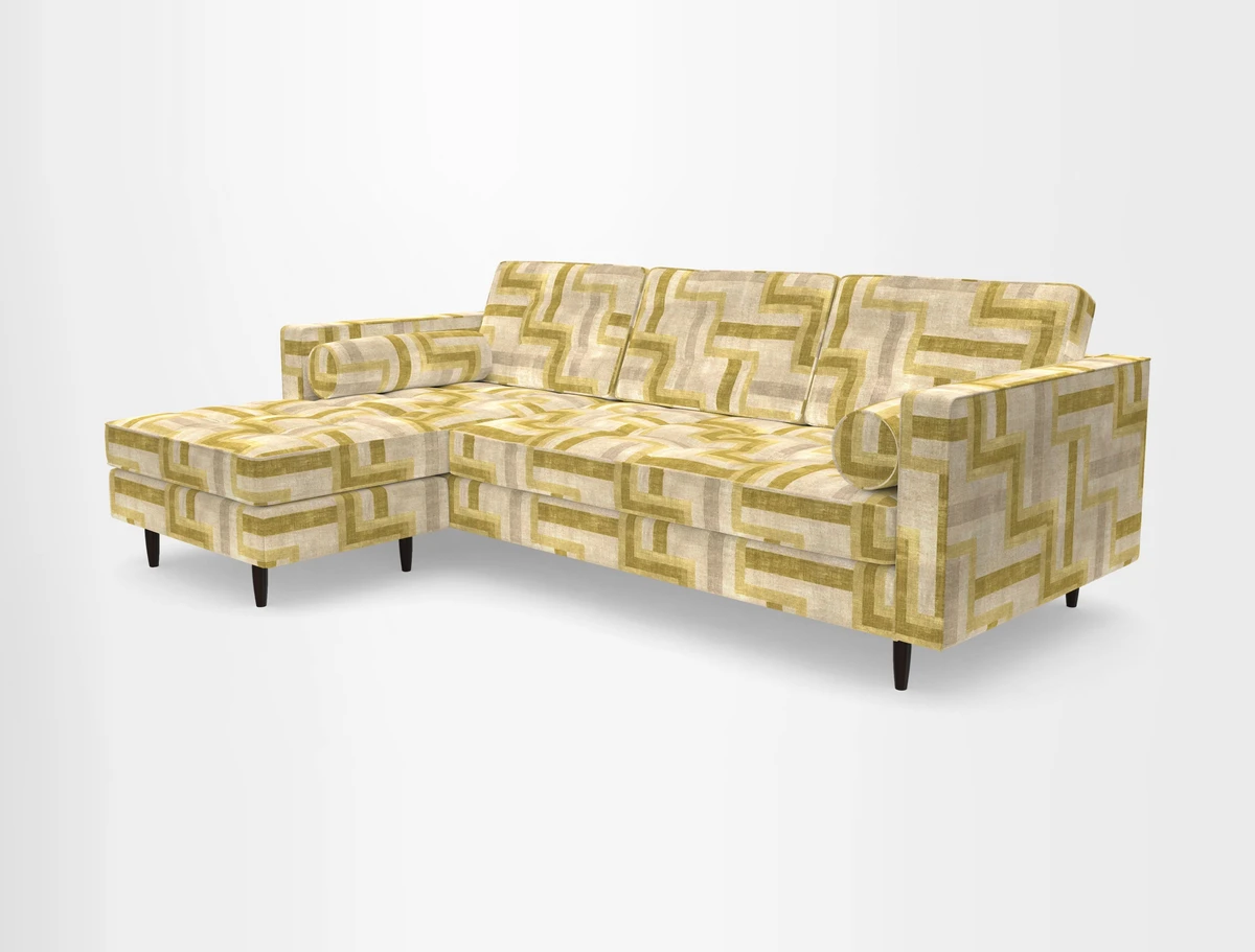 Marylebone RHF Corner Unit in Clever Tough And Eco Velvet Chrome