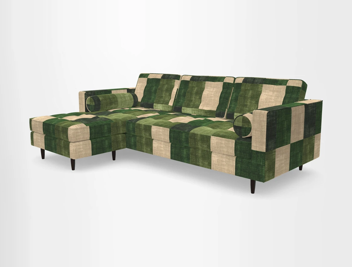 Marylebone RHF Corner Unit in Clever Tough And Eco Velvet Chrome