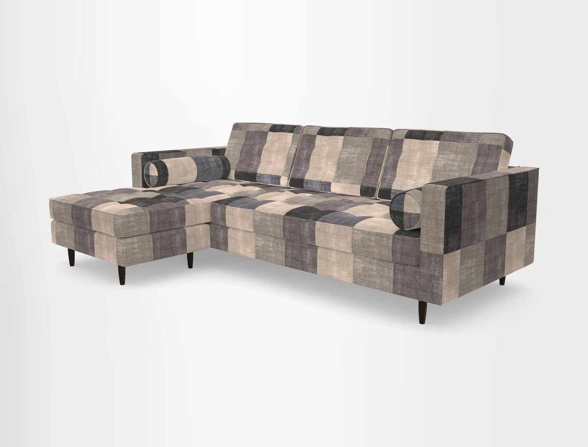Marylebone RHF Corner Unit in Clever Tough And Eco Velvet Chrome