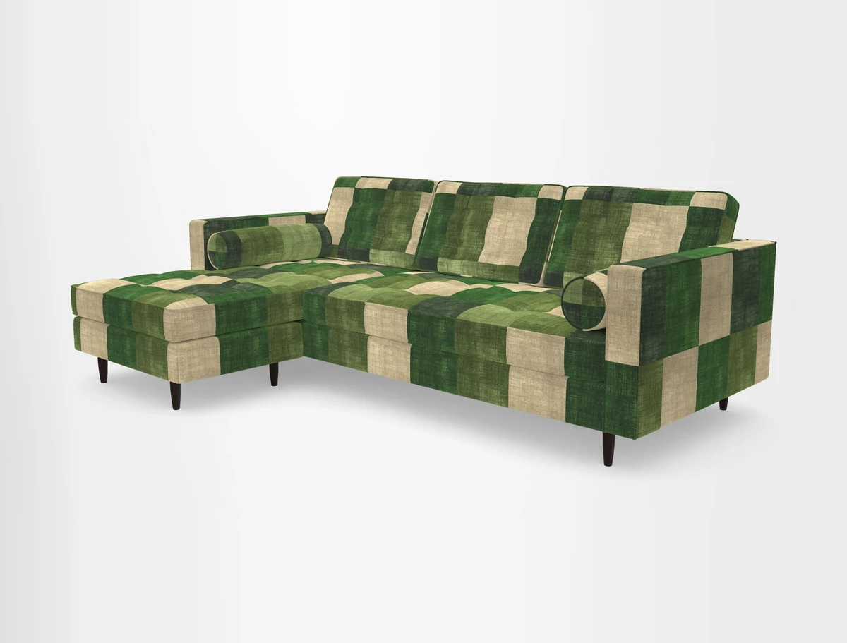 Marylebone RHF Corner Unit in Clever Tough And Eco Velvet Chrome