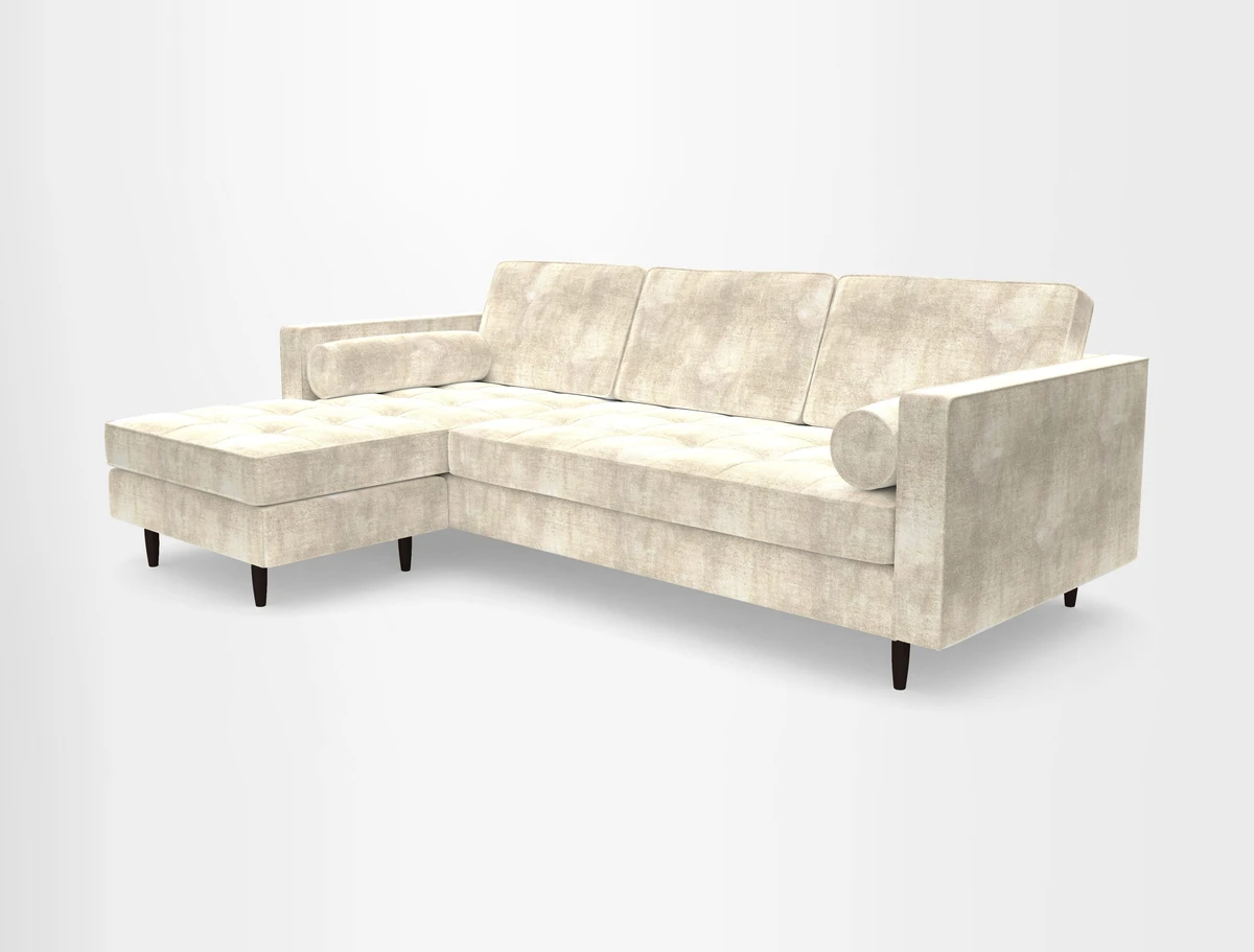 Marylebone RHF Corner Unit in Clever Tough And Eco Velvet Chrome