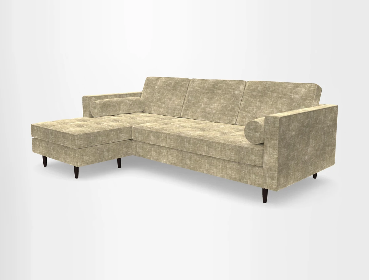 Marylebone RHF Corner Unit in Clever Tough And Eco Velvet Chrome