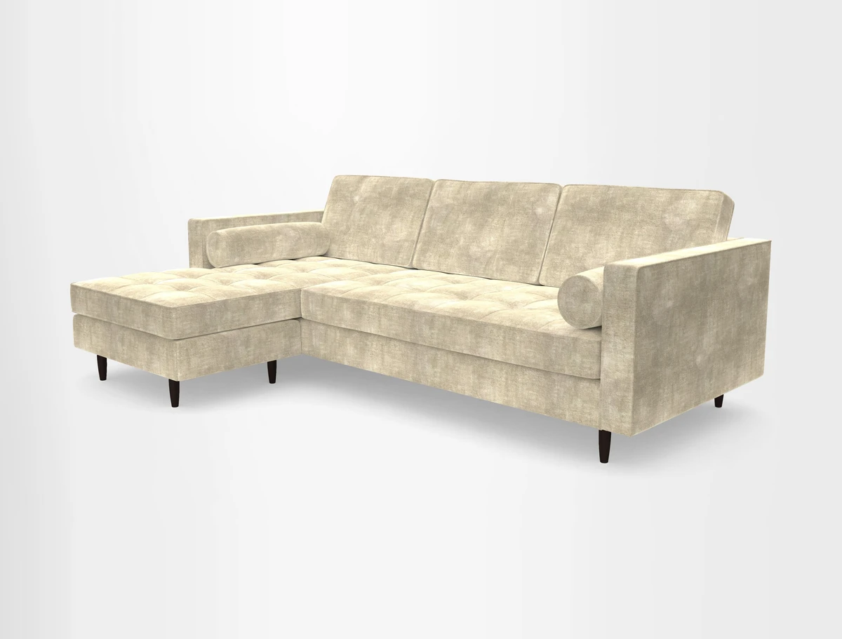 Marylebone RHF Corner Unit in Clever Tough And Eco Velvet Chrome