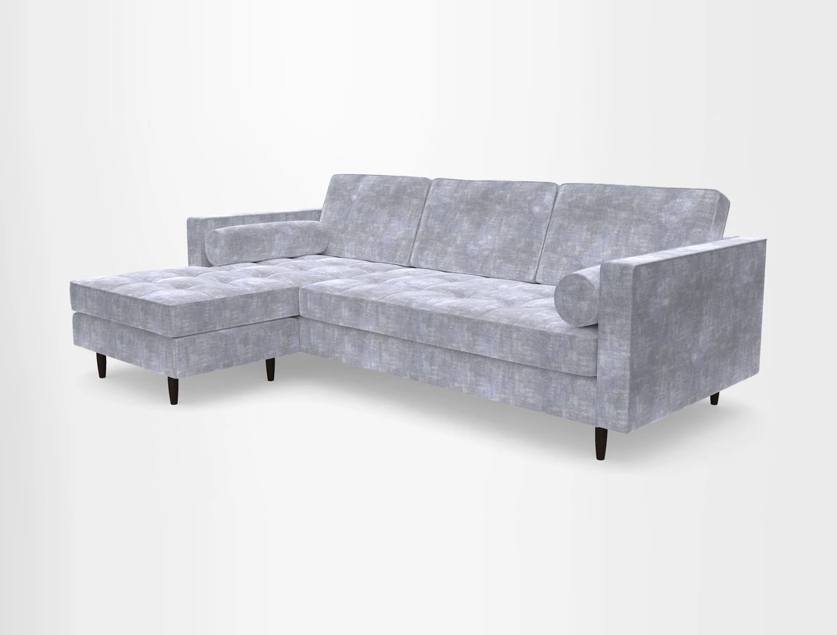 Marylebone RHF Corner Unit in Clever Tough And Eco Velvet Chrome