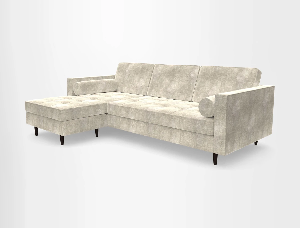 Marylebone RHF Corner Unit in Clever Tough And Eco Velvet Chrome