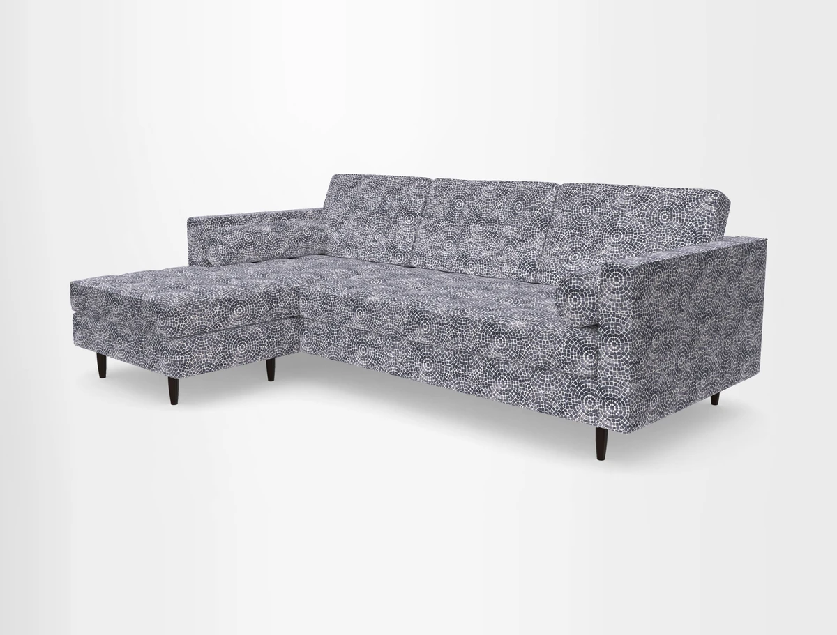 Marylebone RHF Corner Unit in Clever Tough And Eco Velvet Chrome